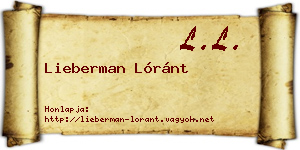 Lieberman Lóránt névjegykártya